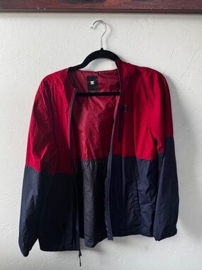 DC Red and Navy Colorblock Kids Windbreaker Jacket